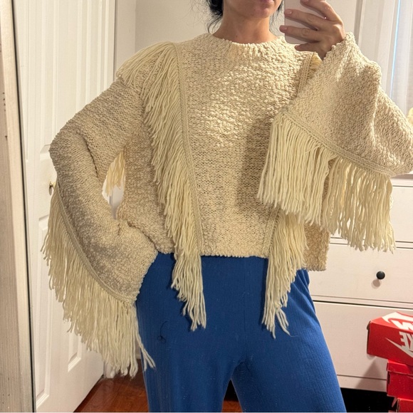 Tularosa Ibone Fringe Sweater Beige - Picture 2 of 16
